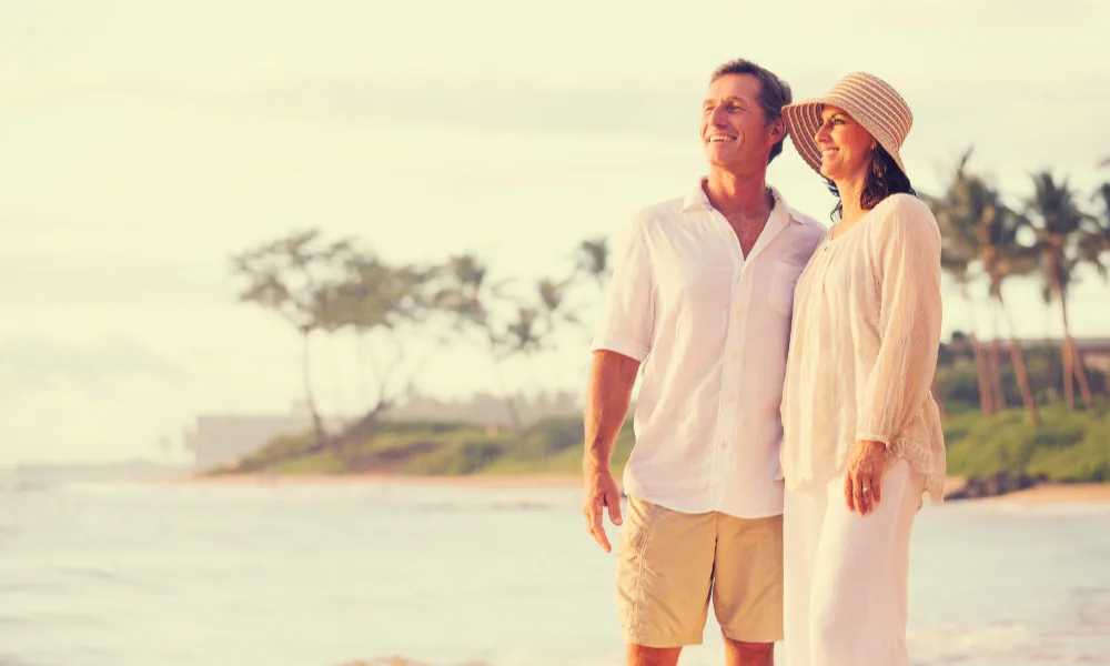 Retired couple enjoying sunset