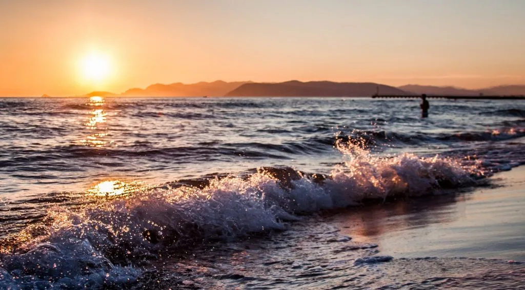 Picture of a sunset on a beach
