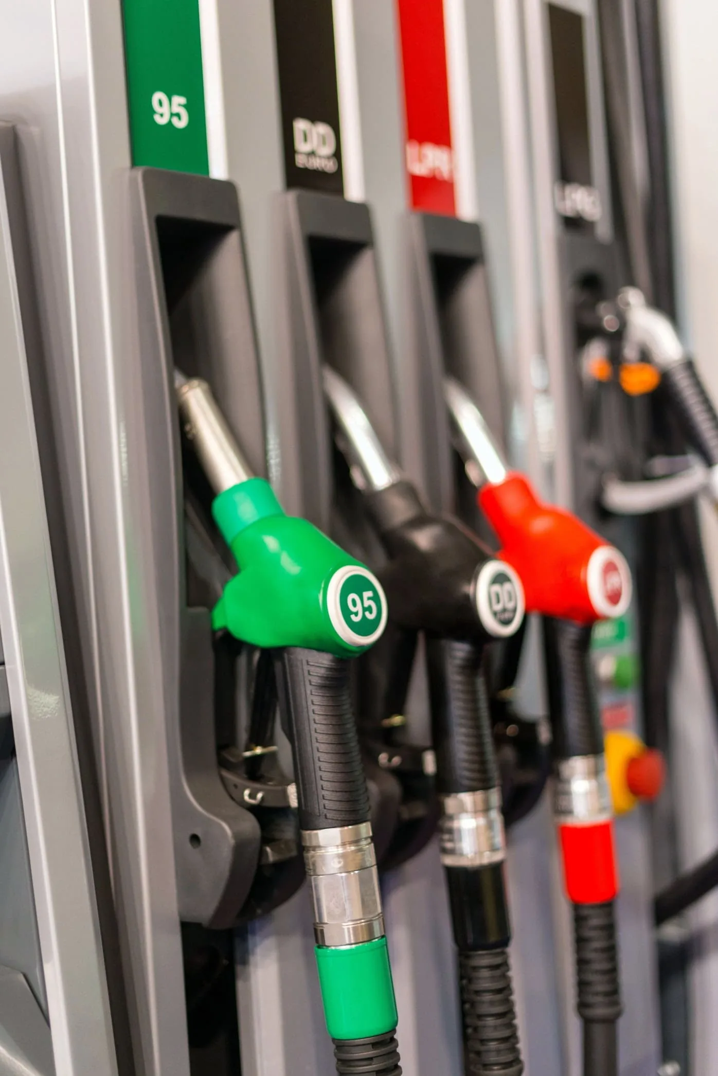 Gas pump filling nozzles gas station