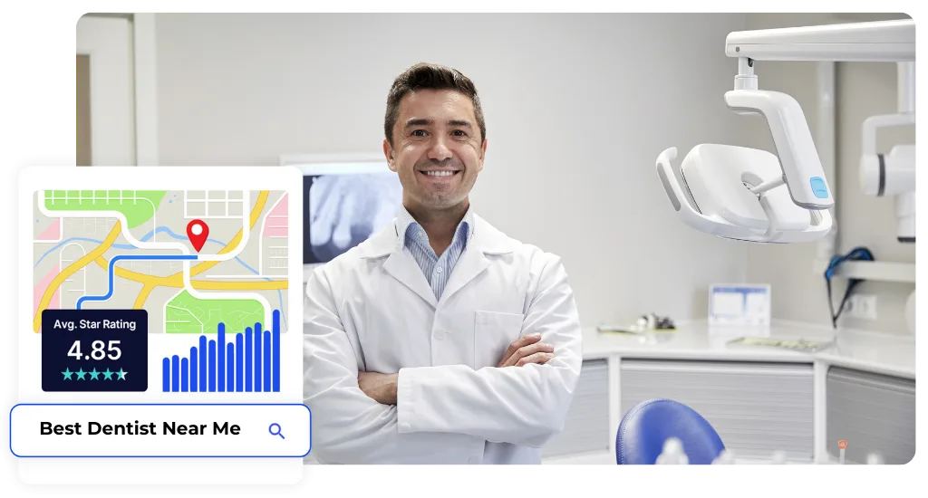 Dentist with high rating and local.