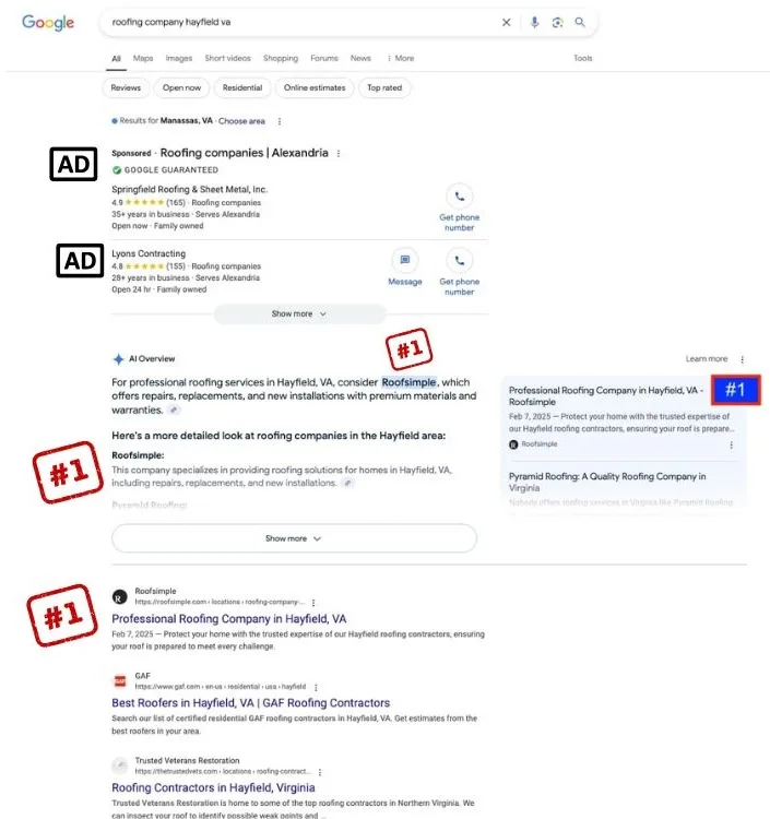 direction mosaic SEO strategy for roofing companies