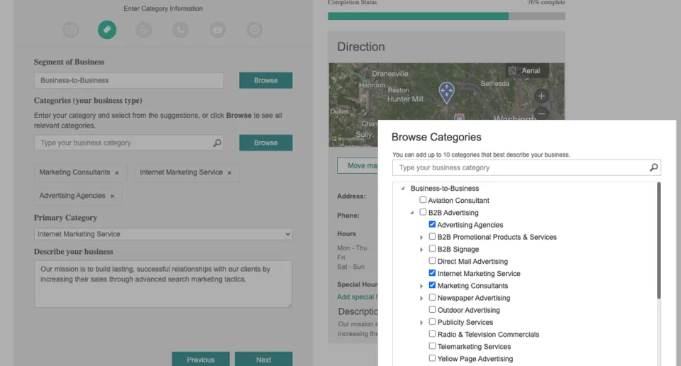 Business Category Bing Places for Business