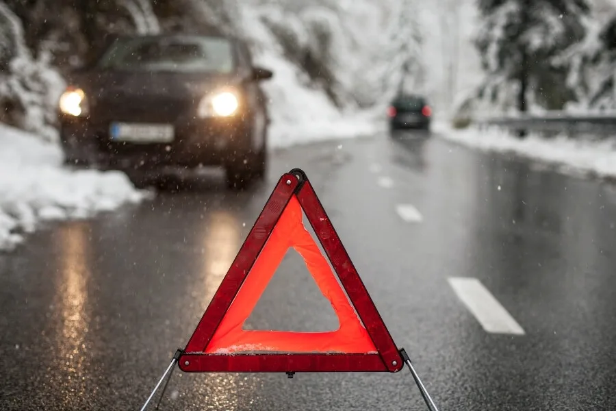 Hazard sign stuck car