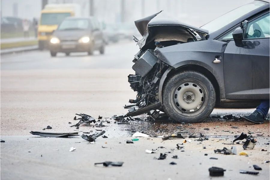 electric car with severe damage