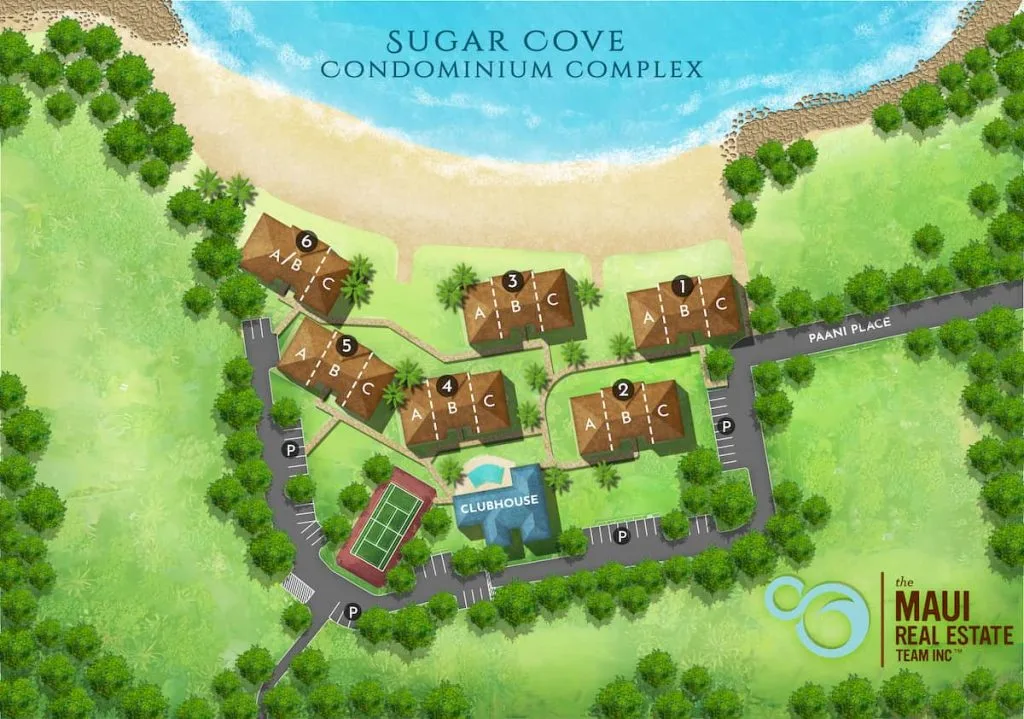 A Map of the Sugar Cove Condominiums Spreckelsville