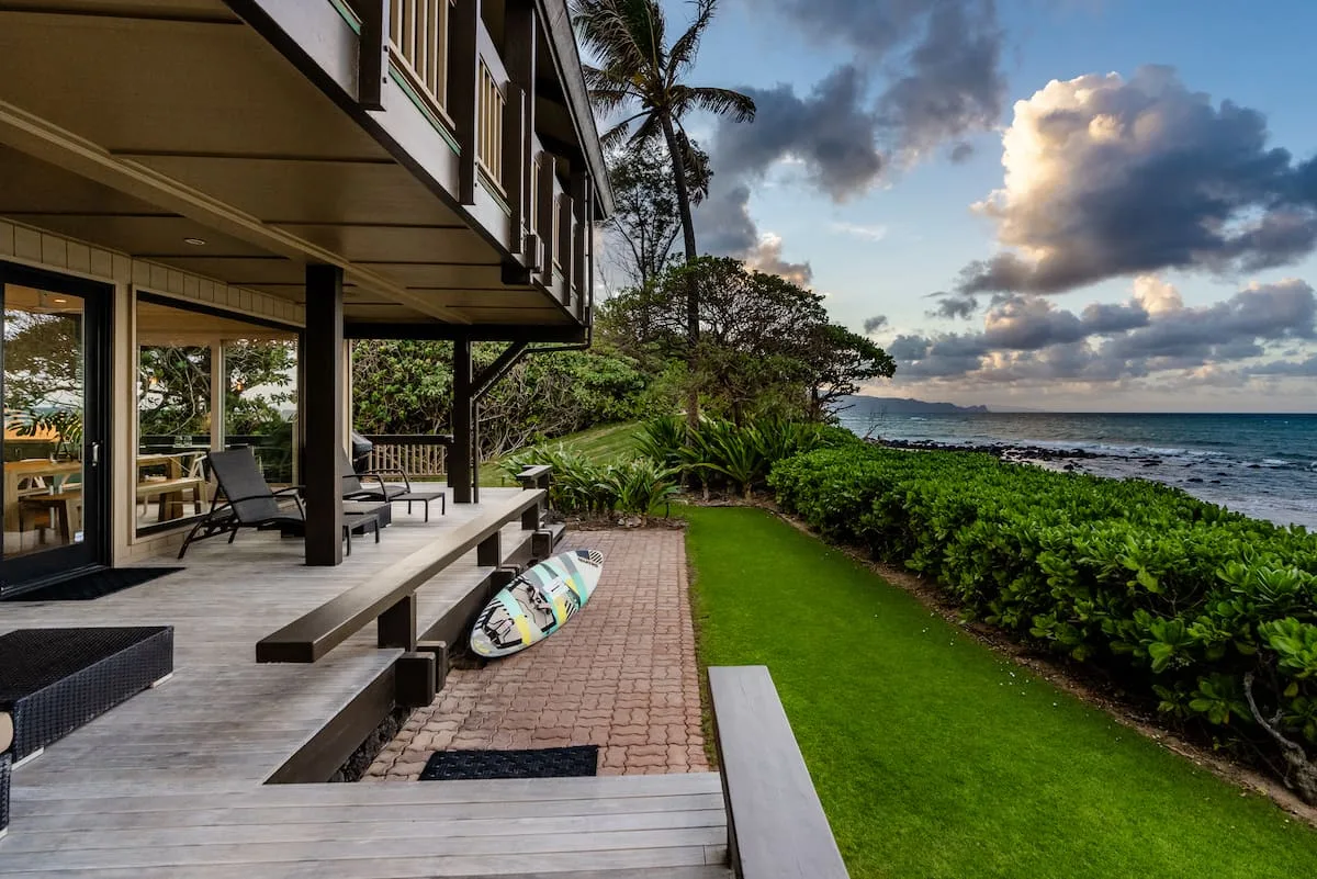 The lanai area at sunset.  