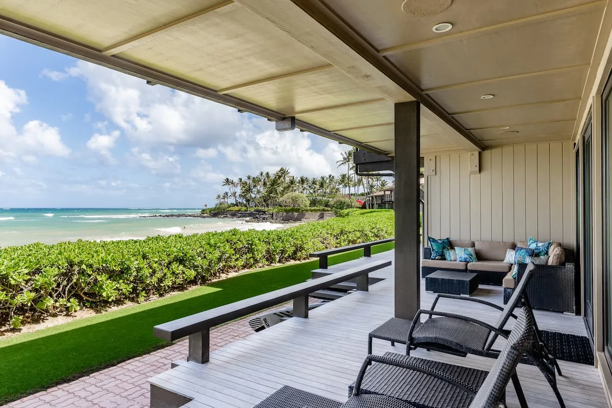 The condo comes with over 1,000 square feet of lanai space ideal for taking in the tradewinds and views of the water. 