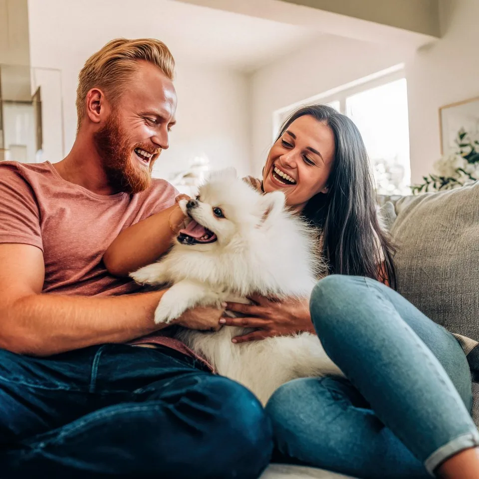 Happy Couple with their Pup