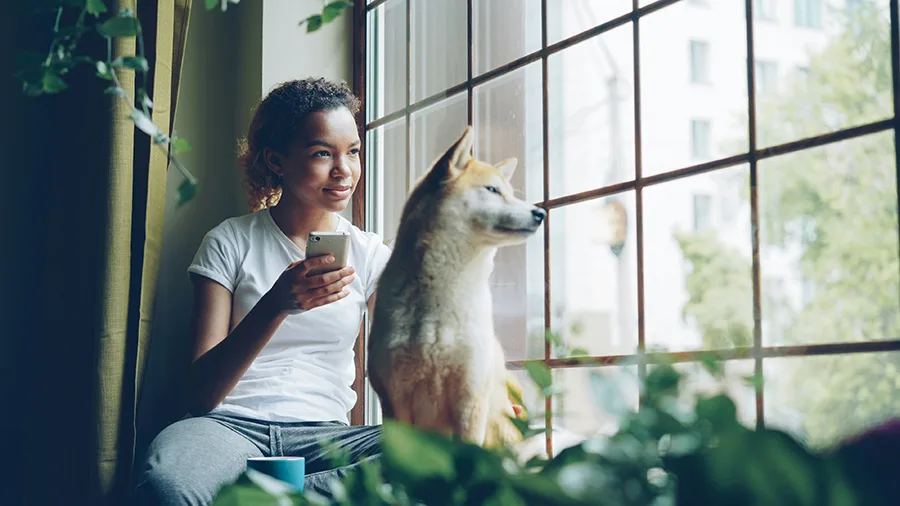 Does Section 504 Still Protect Emotional Support Animals in Housing? 10 Woman looking out the window with an emotional support dog.