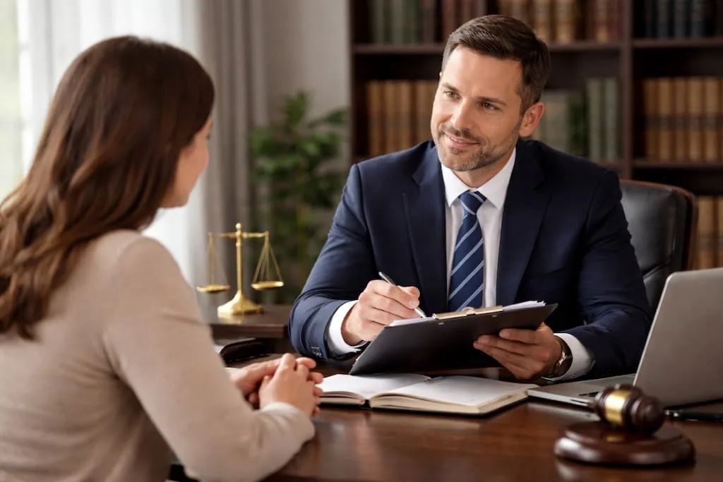 A woman hires a family lawyer for a custody battle.