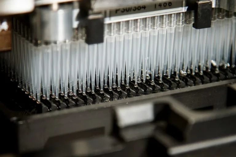 Lab equipment with vials for testing