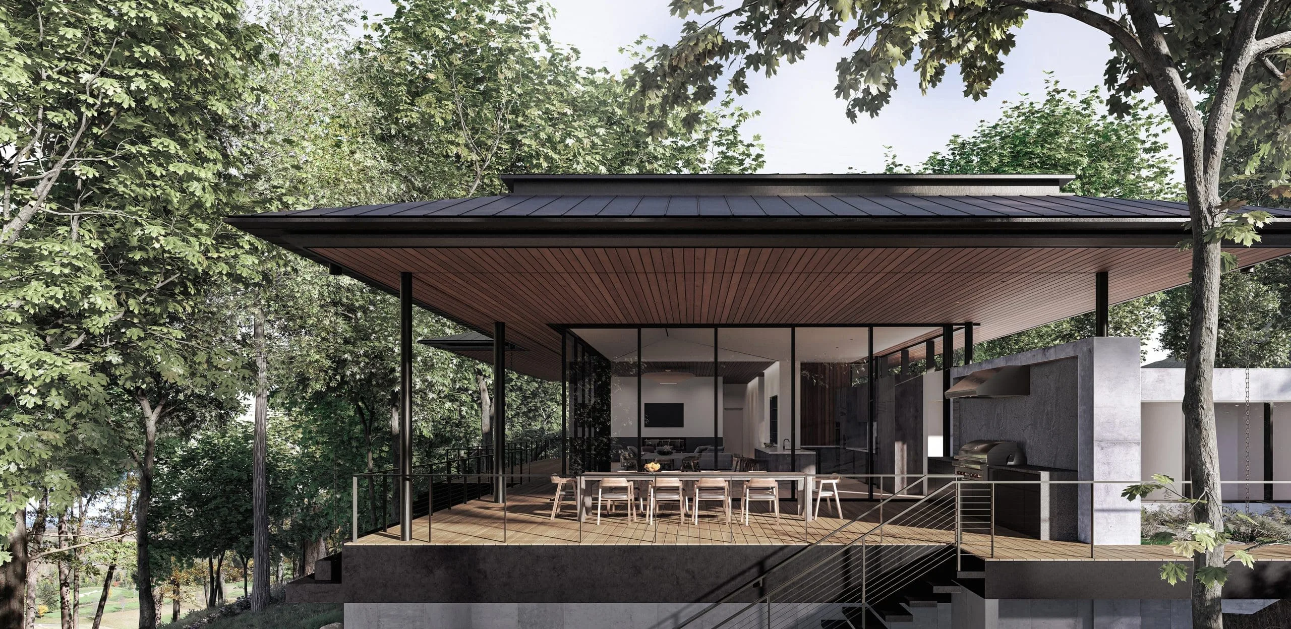 Materiality of the Oak Tree House designed by Ralston Architects