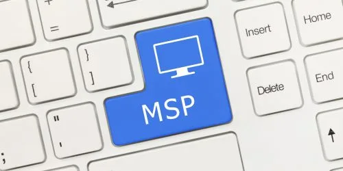 White conceptual keyboard - MSP (blue key)