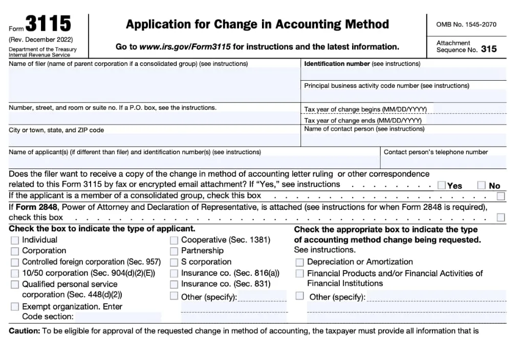 IRS form 3115