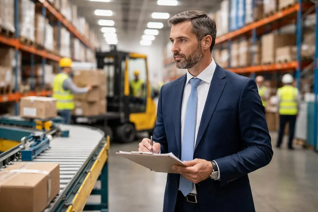 A business operations consultant reviewing the supply chain