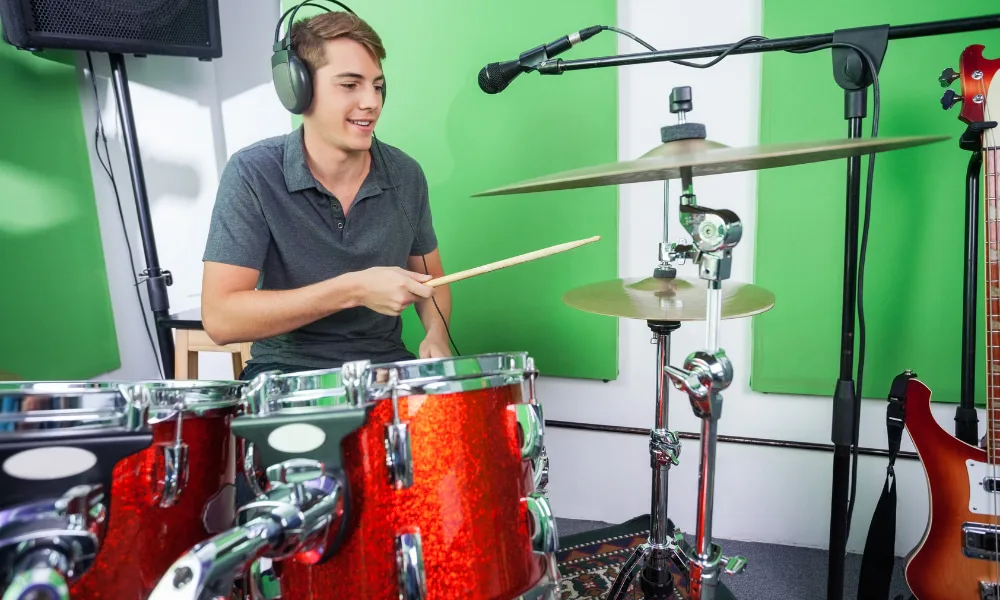 Beginner learning how to play the drums