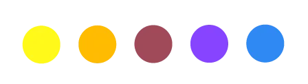 yellow orange brown purple blue dots lined together