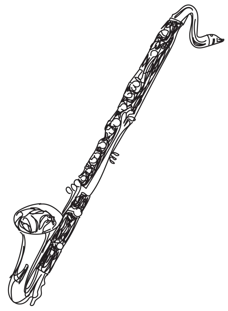sketch of a bass clarinet