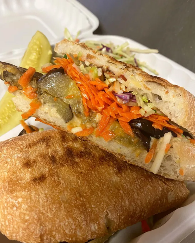 plant-based sandwitch from greenman juice bar